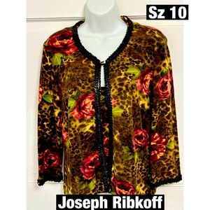 Joseph Ribkoff  2 Piece Floral Sequined Sweater and Matching Tee Sz 10 Vintage